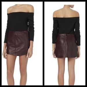 MICHELLE MASON Rounded Hem Leather Mini Skirt